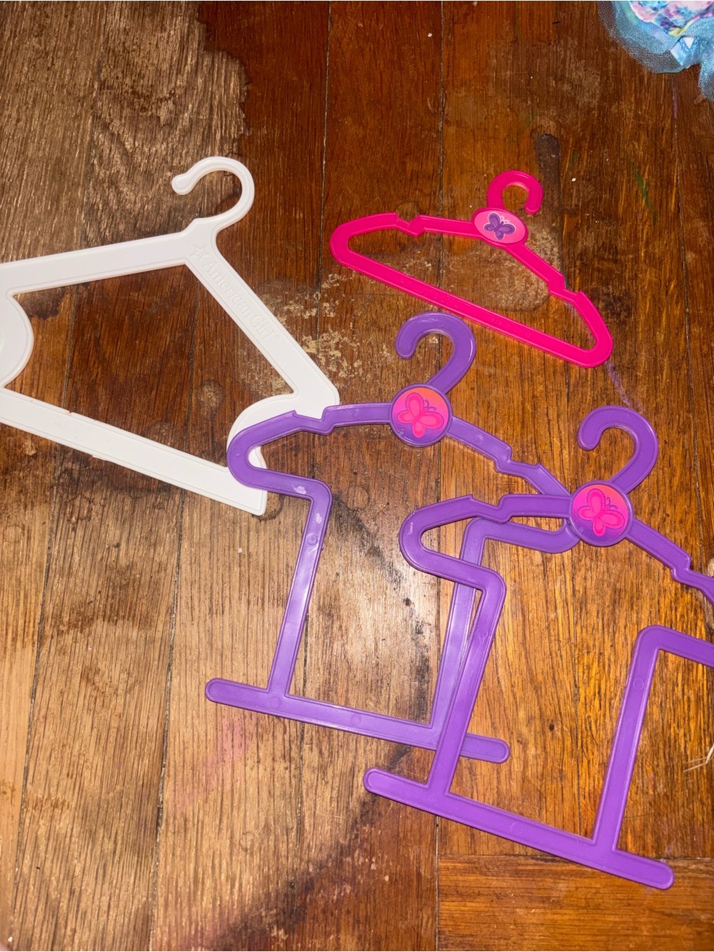 Plastic Doll Hangers Set in Purple, Pink & White